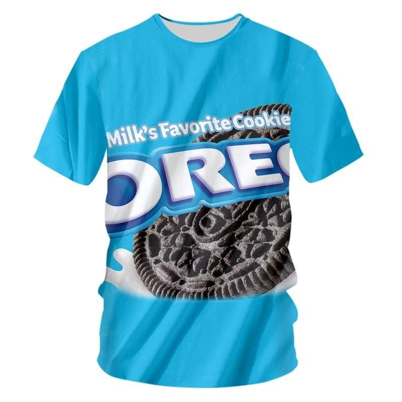  3D-Männer Lieblingssnacks Kekse Oreo T-Shirt Unisex-Kleidung Oberteile trocknen schnell Mode-T-Shirt Markendesign Kurzarm-T-Shirts 