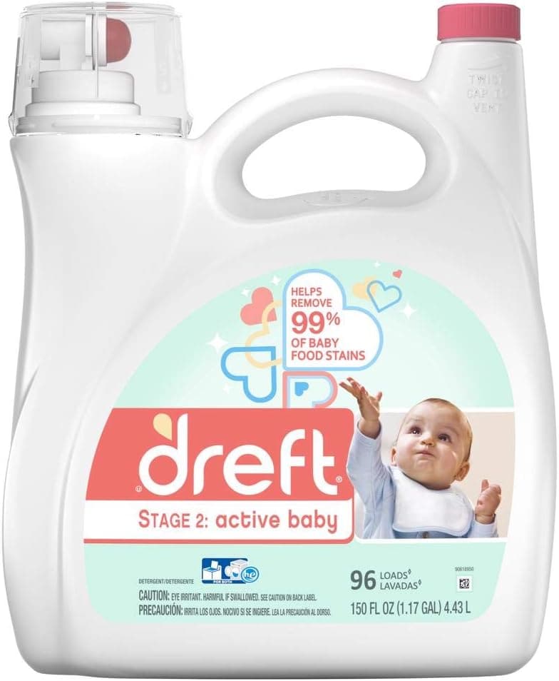  Dreft Stage 2: Active Baby Liquid Laundry Detergent 114 Loads 165 fl oz 