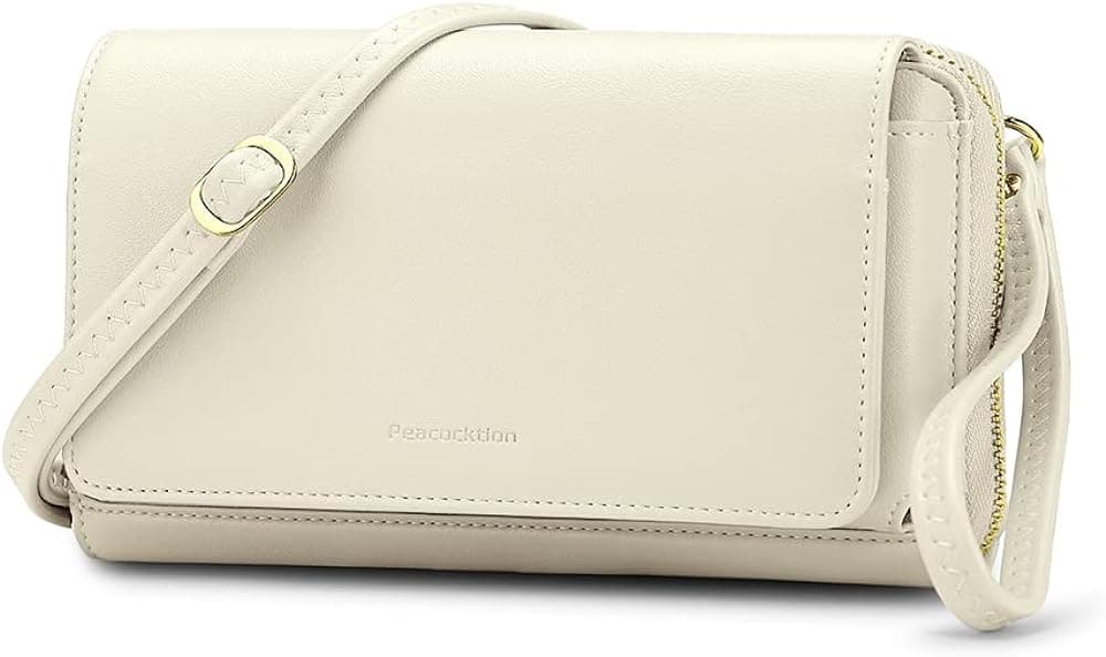  Peacocktion Women Wallet Purse Credit Card Holder with RFID, Large Capacity Crossbody Wristlet Clutch 2 Straps 