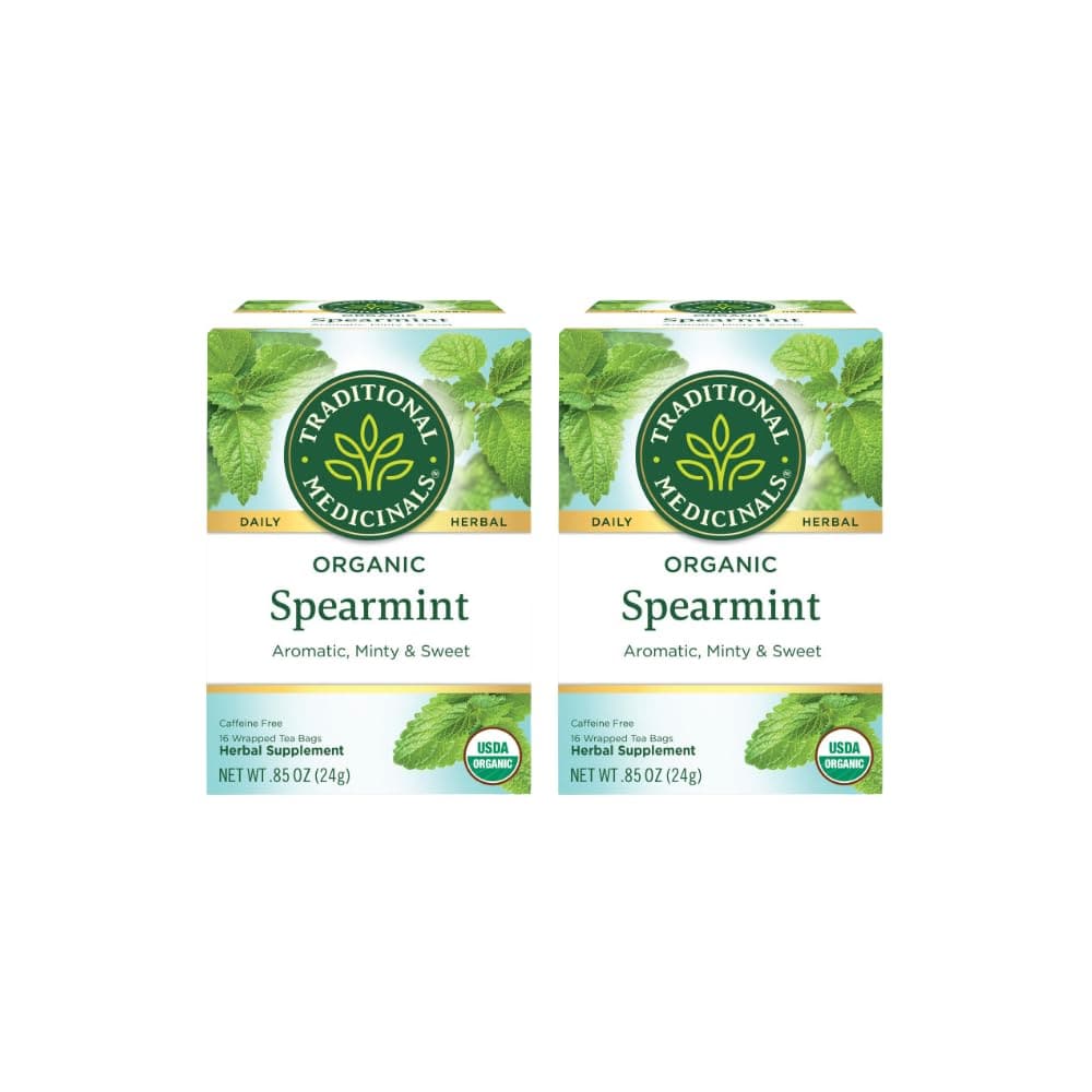  Traditional Medicinals Organic Spearmint Herbal Tea, Supports Healthy Digestion, (Pack of 2) - 32 Tea Bags Total 