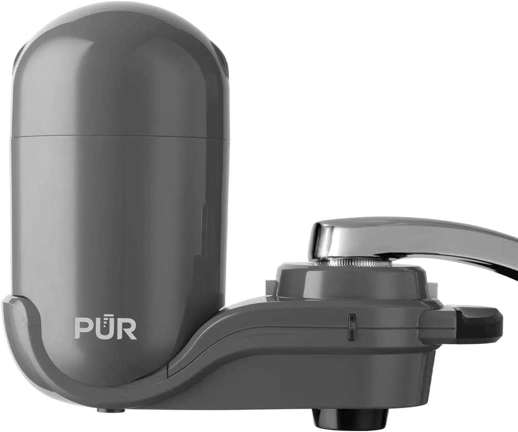  PUR PLUS Wasserfiltersystem zur Wasserhahnmontage, Grau – Vertikale Wasserhahnhalterung für klares, erfrischendes Wasser, FM2500V 