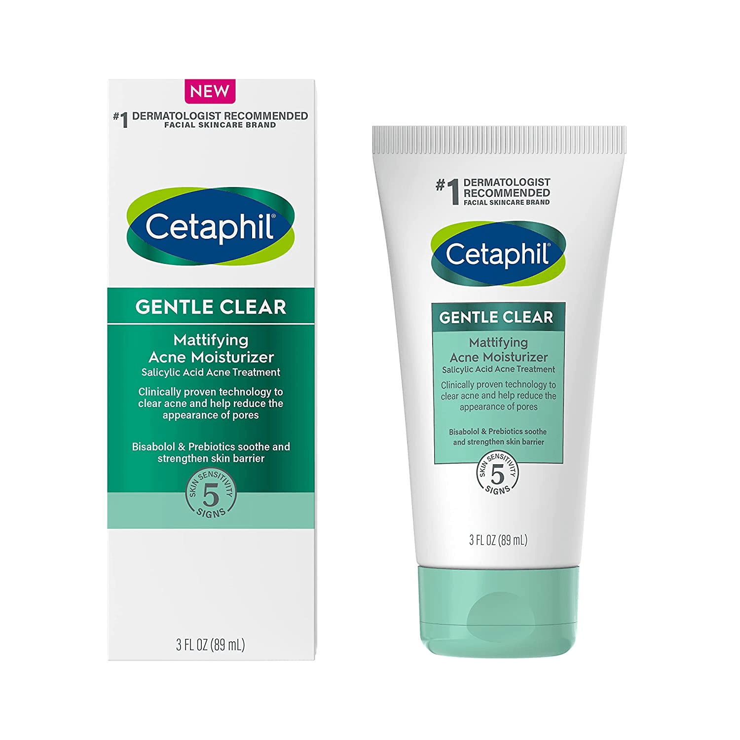  Cetaphil Gesichts-Feuchtigkeitscreme, sanfte, klare, mattierende Akne-Feuchtigkeitscreme mit 0,5 % Salicylsäure, spendet Feuchtigkeit und behandelt empfindliche, zu Akne neigende Haut, Hautpflege für empfindliche Haut, 3 Unzen 