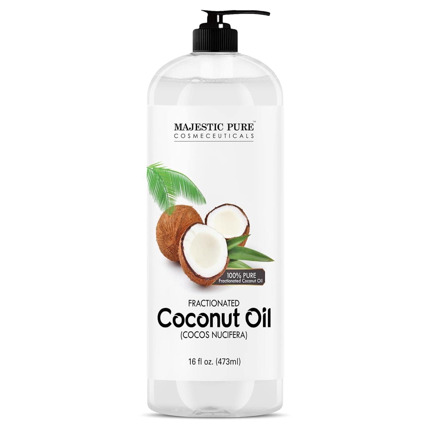  Majestic Pure Fractionated Coconut Oil - Relaxing Massage Oil, Liquid Carrier Oil for Diluting Essential Oils - Skin, Lip, Body & Hair Oil Moisturizer & Softener - 16 fl oz 