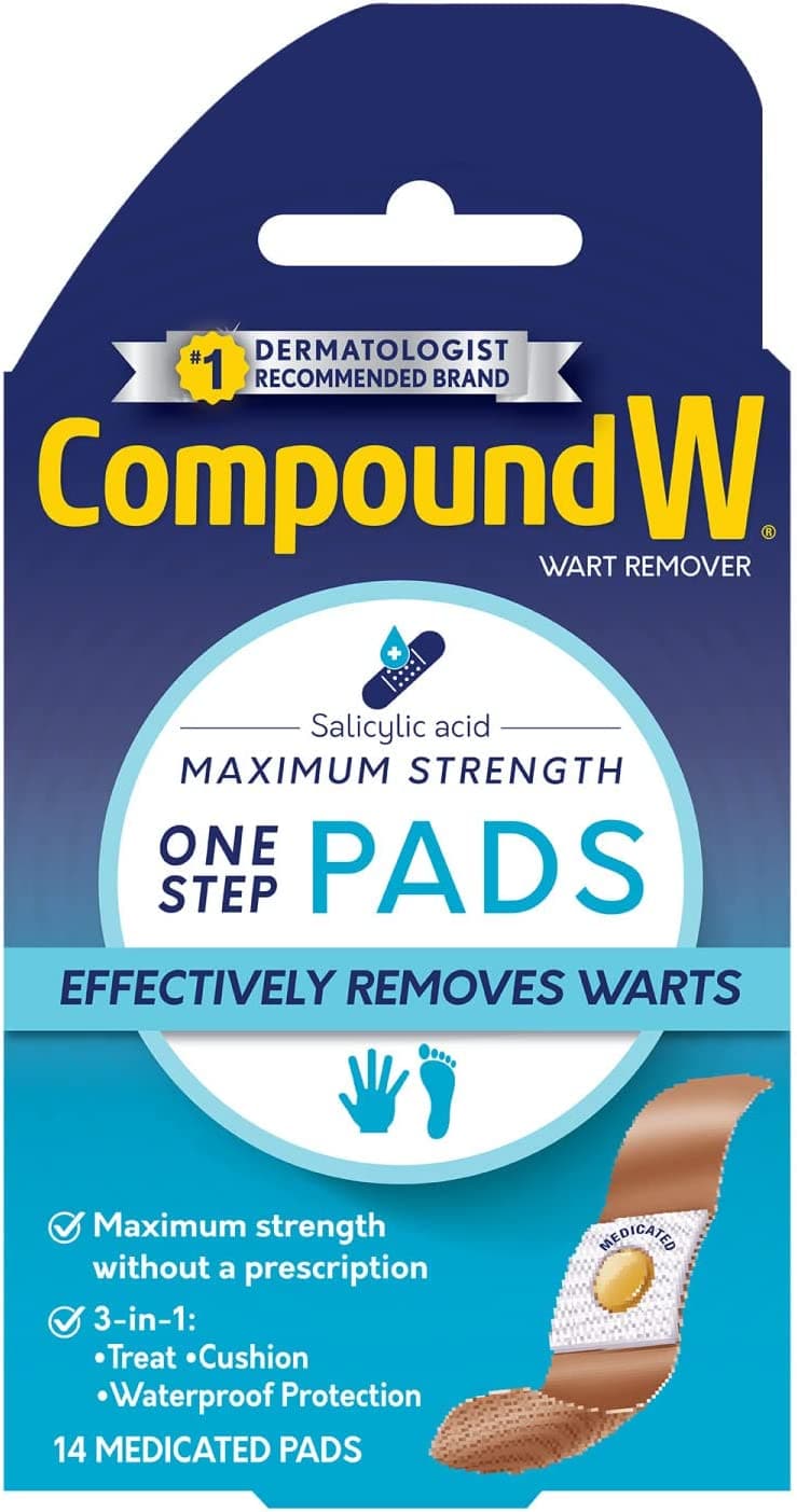  Compound W Wart Remover Maximum Strength One Step Pads, 14 Medicated Pads 