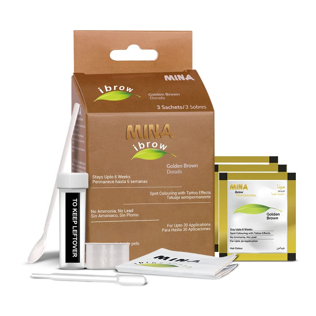  MinaiBrow Tint Kit Dark Brown | Natural Spot Coloring Brow Tinting Powder, Water & Smudge Proof Tint | Instant Brow Dye Kit, 100% Gray Converge Upto 30 Applications 