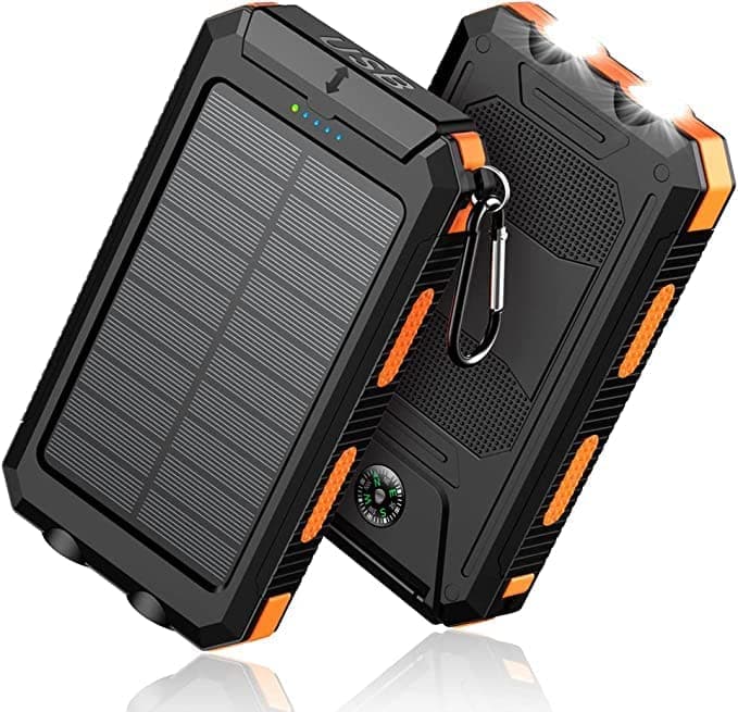  Feeke Solar-Charger-Power-Bank - 36800mAh Portable Charger,QC3.0 Fast Charger Dual USB Port Built-in Led Flashlight and Compass for All Cell Phone and Electronic Devices(Orange) 