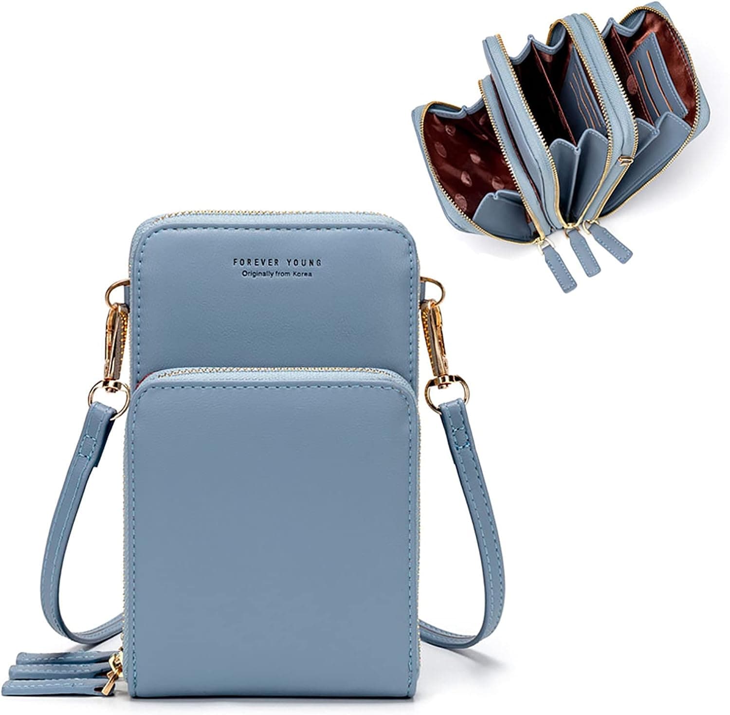  myfriday Small Crossbody Cell Phone Bag for Women, Mini Over Shoulder Handbag Purse with Credit Card Slots 