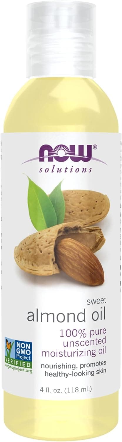  NOW Solutions, Sweet Almond Oil, 100% Pure Moisturizing Oil, Promotes Healthy-Looking Skin, Unscented Oil, 16-Ounce,Package may vary 