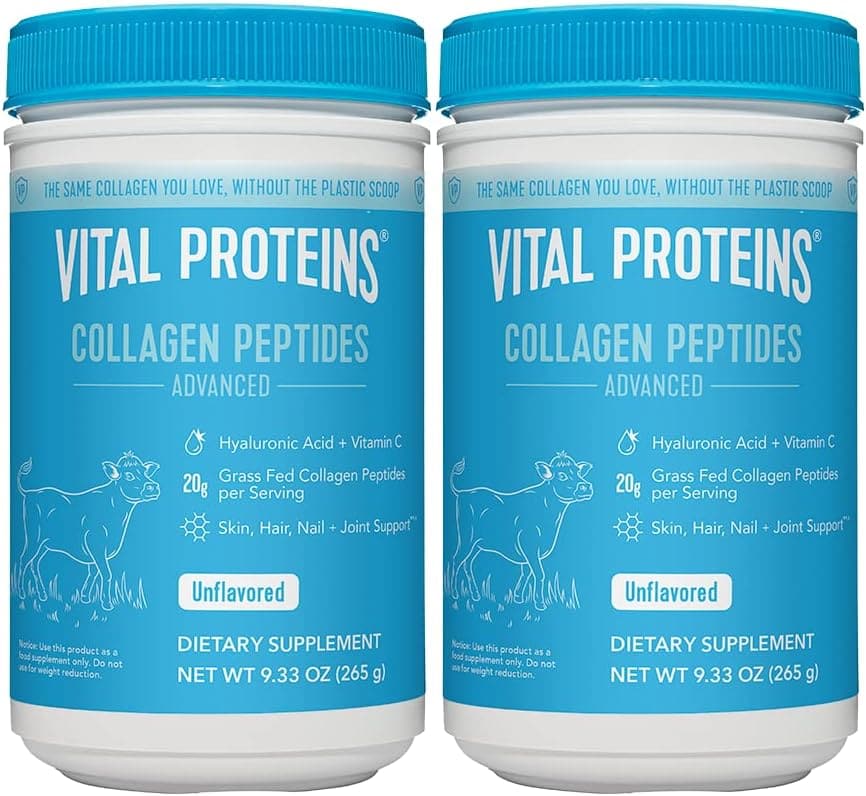  Vital Proteins Collagen Peptides Powder with Hyaluronic Acid and Vitamin C, Unflavored, 20 oz 