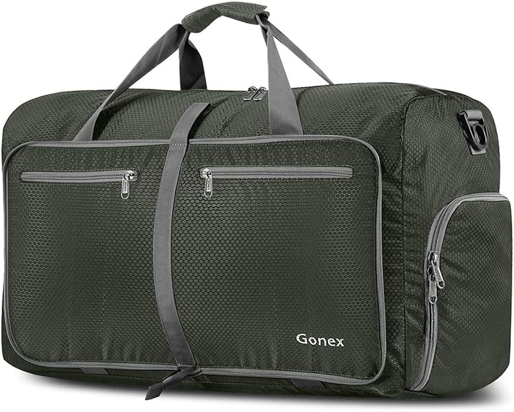  Gonex 40L 60L 80L 100L 150L Large Foldable Travel Duffle Bag with Shoes Compartment, Packable Lightweight Water Repellent Duffel Bag for Camping Gym Weekender Bag 