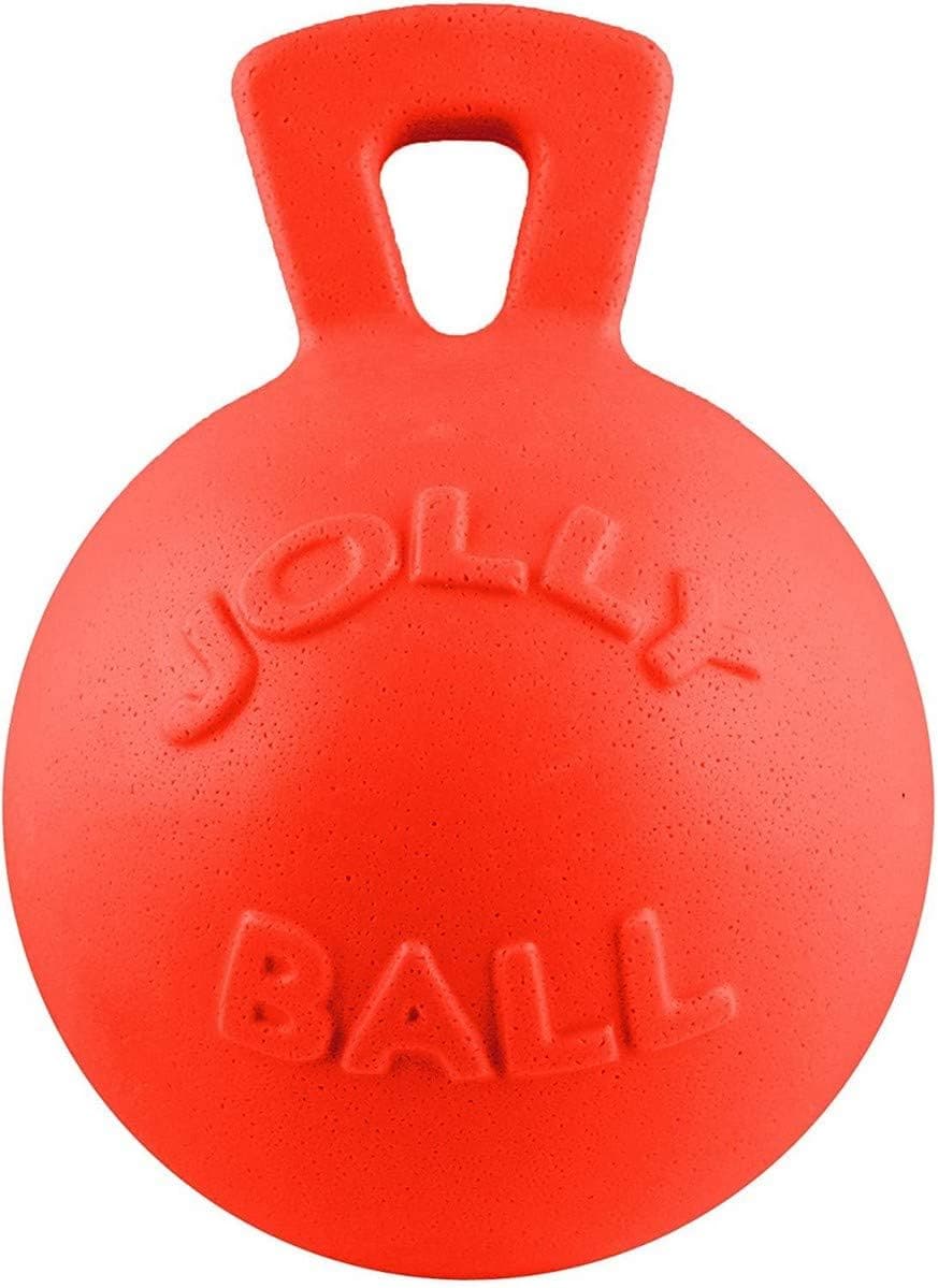  Jolly Pets Tug-n-Toss Heavy Duty Dog Toy Ball with Handle, 8 Inches/Large, Red (408 RD) 