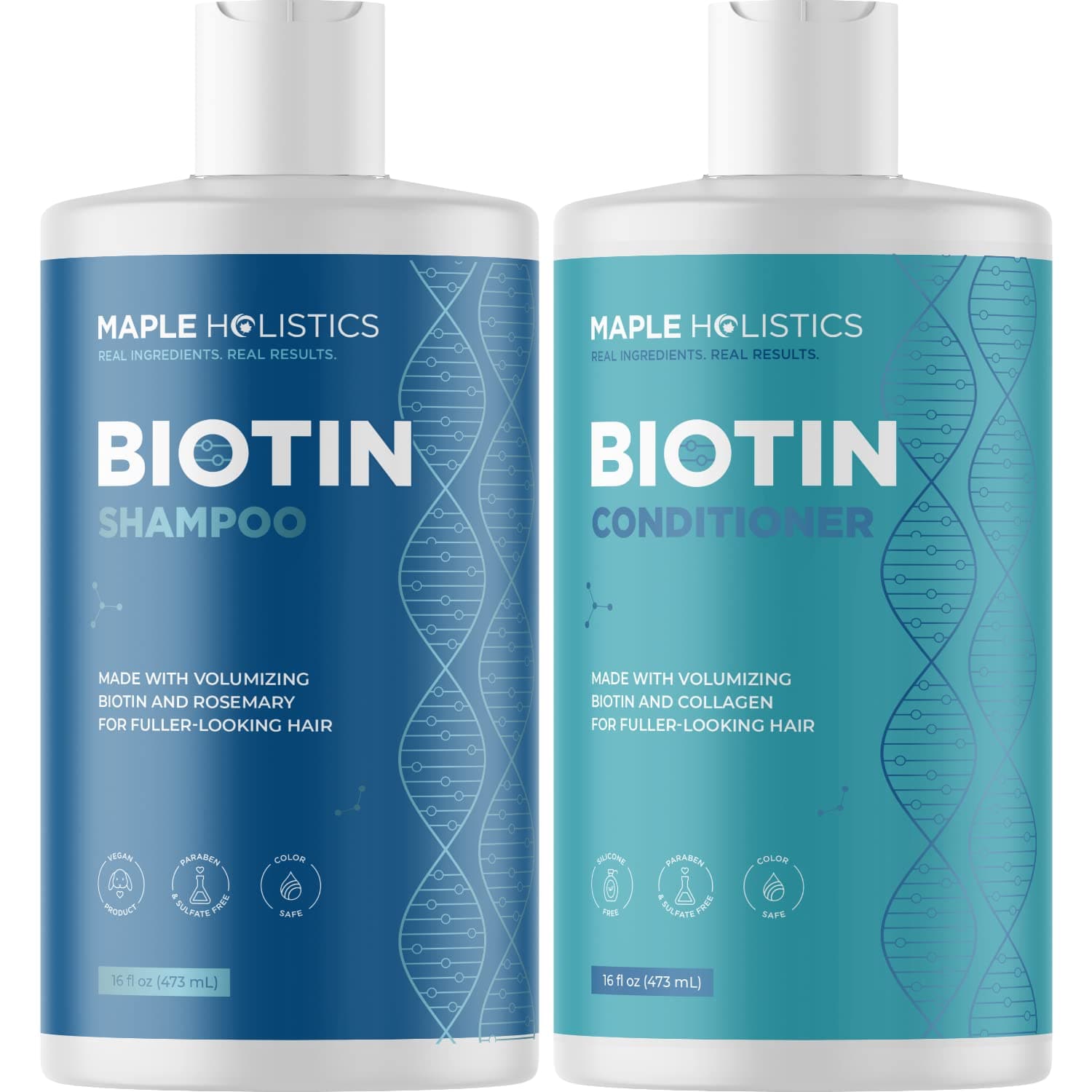  Volumizing Biotin Shampoo and Conditioner Set - Sulfate Free Shampoo and Conditioner for Dry Damaged Hair Care - Thinning Hair Shampoo and Conditioner with Nourishing Biotin and Rosemary Oil (8oz) 