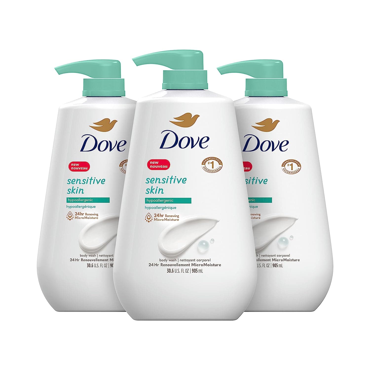  Dove Hypoallergenic Body Wash To Moisturize Sensitive Skin Body Wash For Sensitive Skin Sulfate and Paraben Free 34 oz 