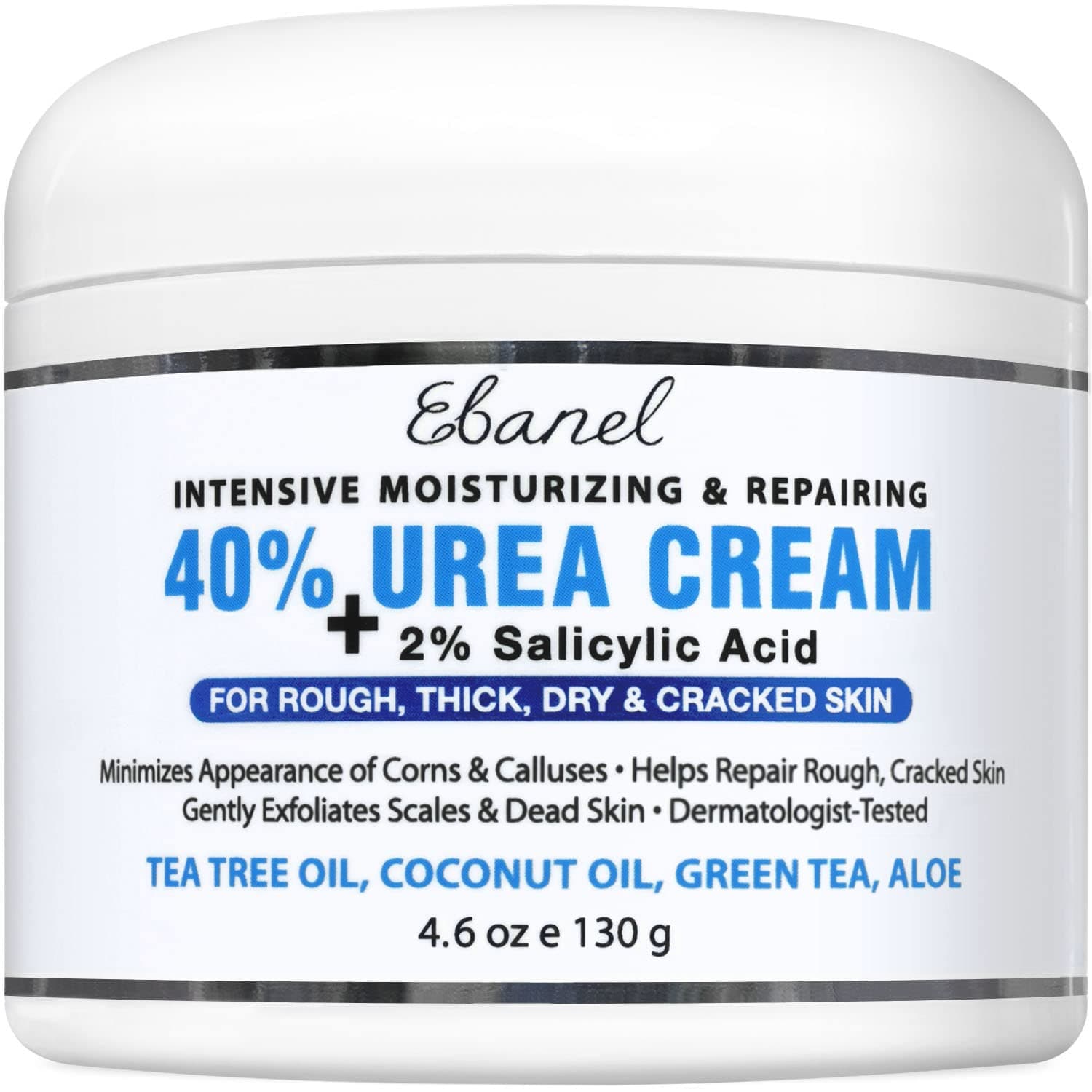  Ebanel Urea Cream 40% plus Salicylic Acid 2%, Foot for Dry Cracked Feet Heels Knees Elbows Hands Repair Treatment, Moisturizer Corn Callus Dead Skin Remover Toenail Softener Care 