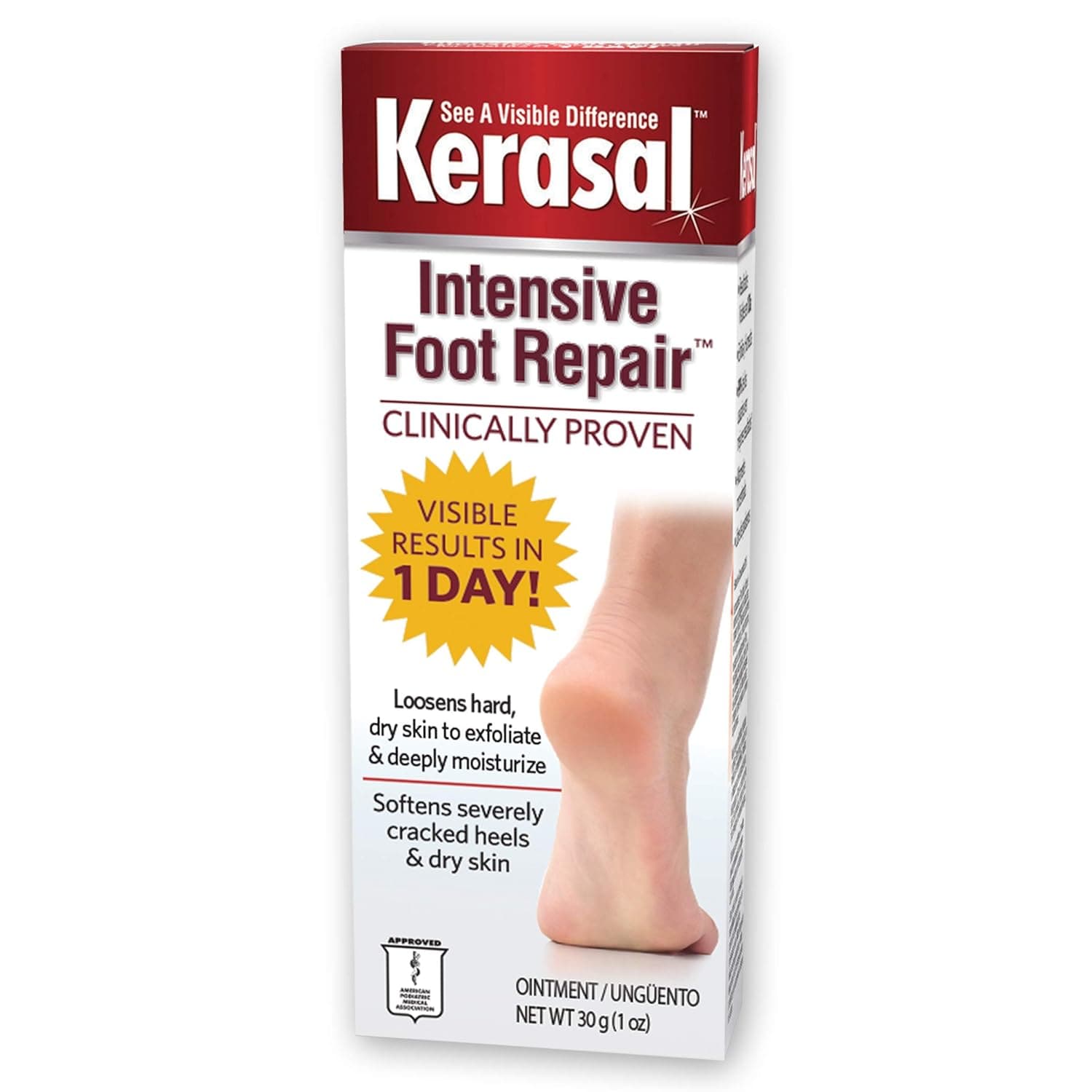  Kerasal Intensive Foot Repair, Skin Healing Ointment for Cracked Heels and Dry Feet, 1 Oz 