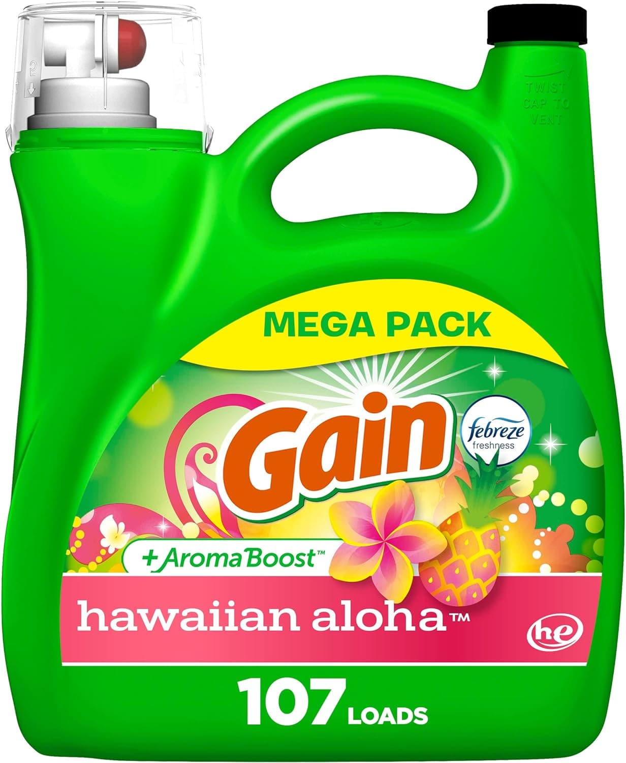  Gain Laundry Detergent Liquid Soap Plus Aroma Boost, Original Scent, He Compatible, 90 Loads Total, 65 Fl Oz (Pack Of 2) 