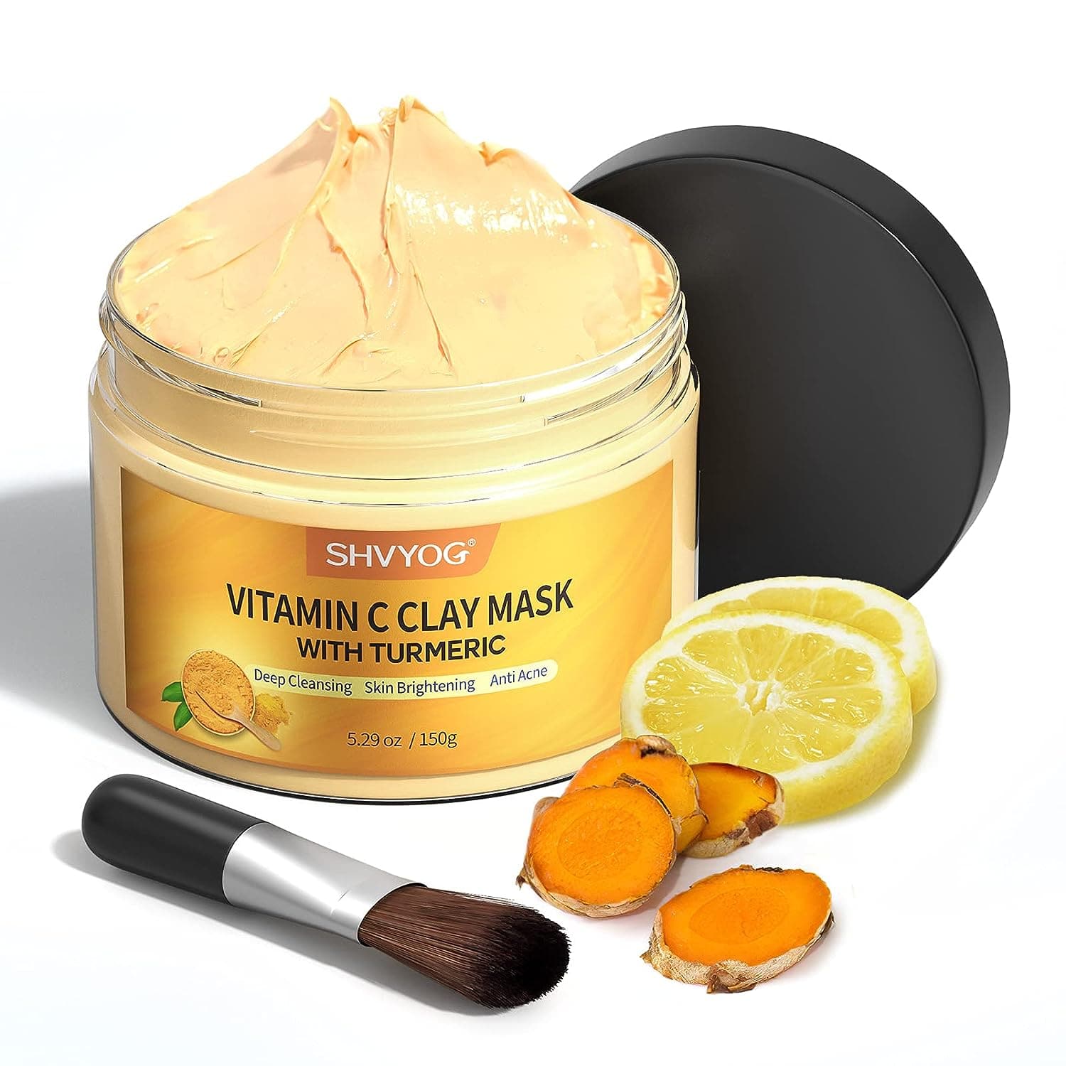  Turmeric Vitamin C Clay Mask, Vitamin C Clay Face Mask with Kaolin Clay and Turmeric for Dark Spots, Dull Skin, Face Masks Skincare Facial Mask for Controlling Oil and Refining Pores 5.29 Oz 