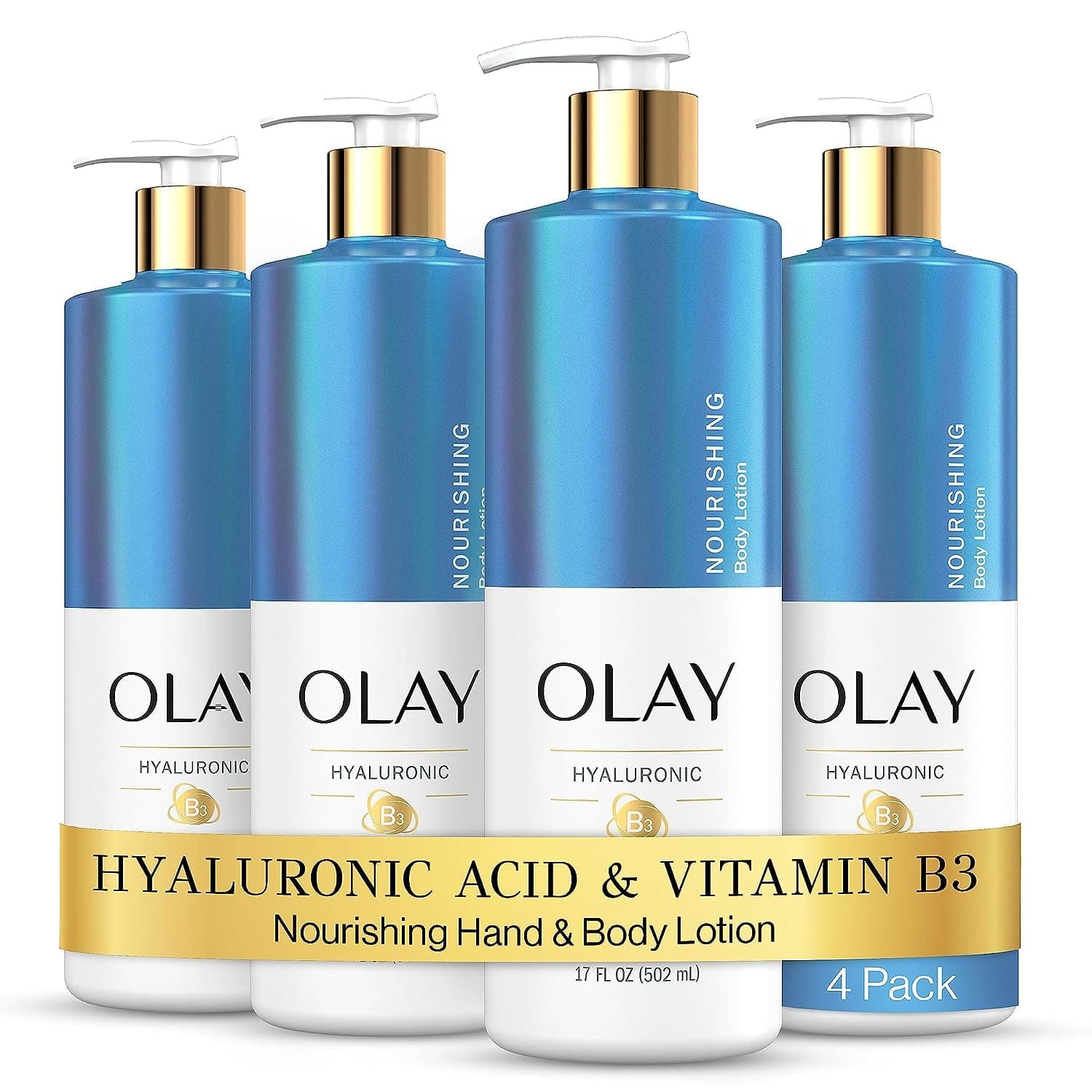  Olay Nourishing & Hydrating Body Lotion for Women with Hyaluronic Acid 17 fl oz Pump Pack of 4 