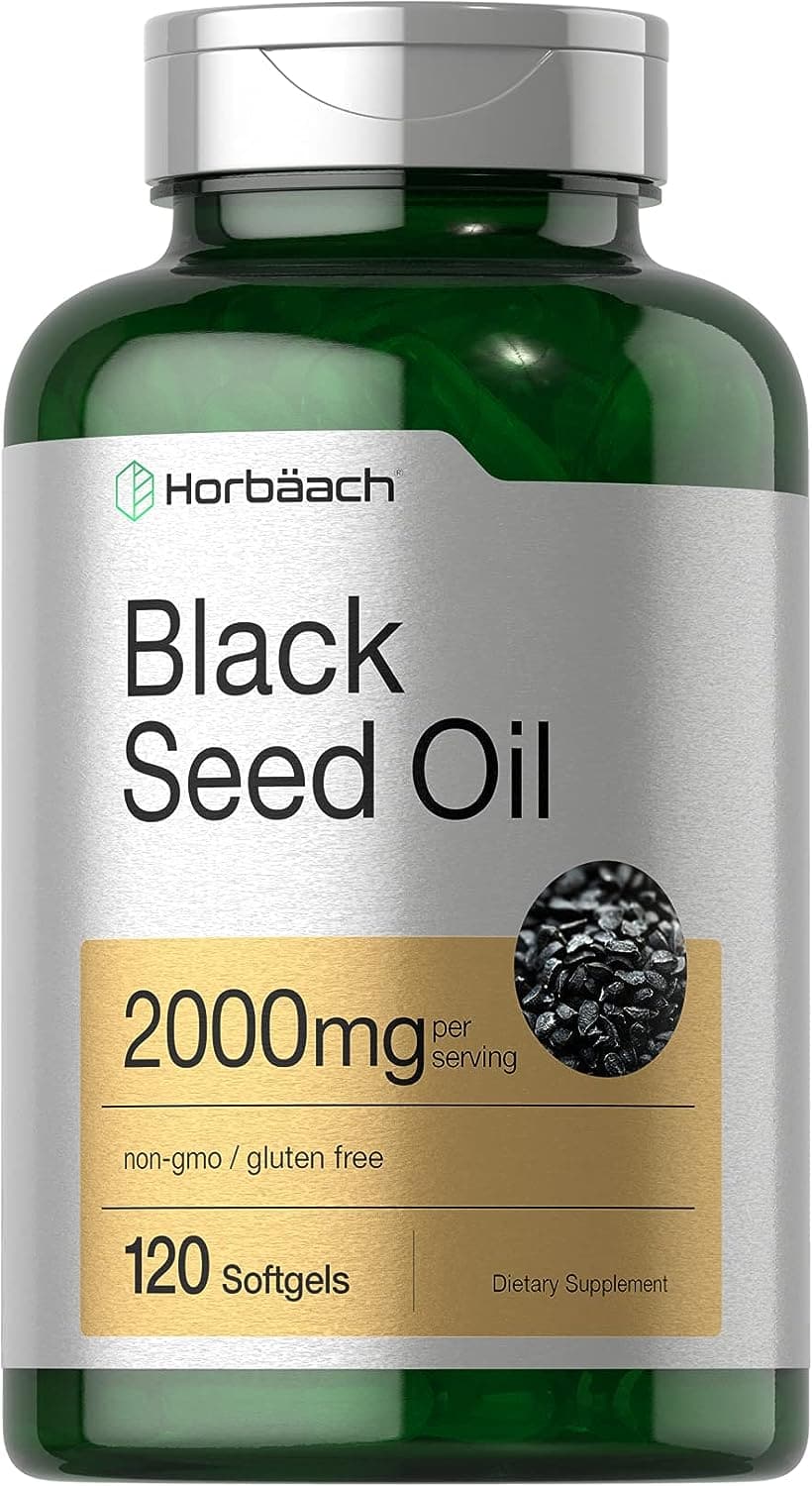  Black Seed Oil 2000mg | 120 Softgel Capsules | Cold Pressed Nigella Sativa Pills | Non-GMO, Gluten Free Supplement | by Horbaach 