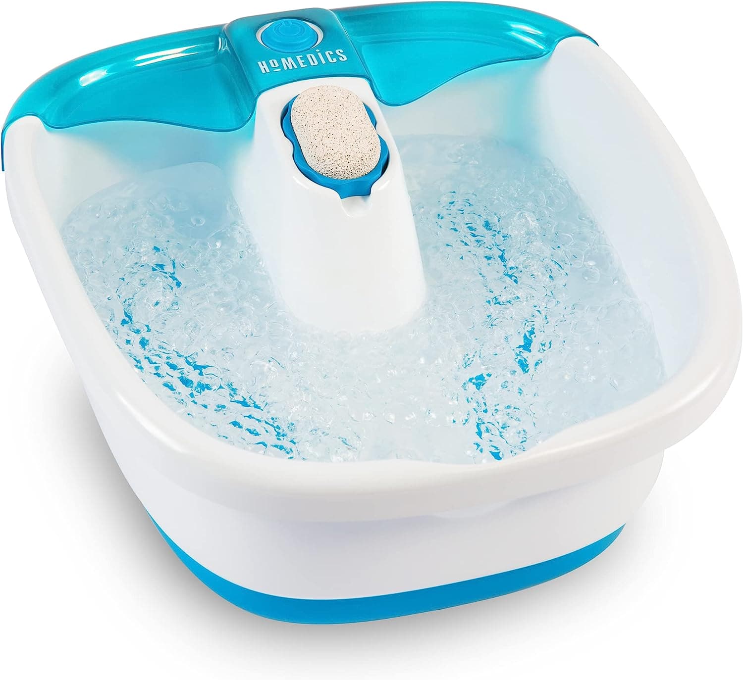  HoMedics Bubble Mate Foot Spa, Toe Touch Controlled Foot Bath with Invigorating Bubbles and Splash Proof, Raised Massage nodes and Removable Pumice Stone 