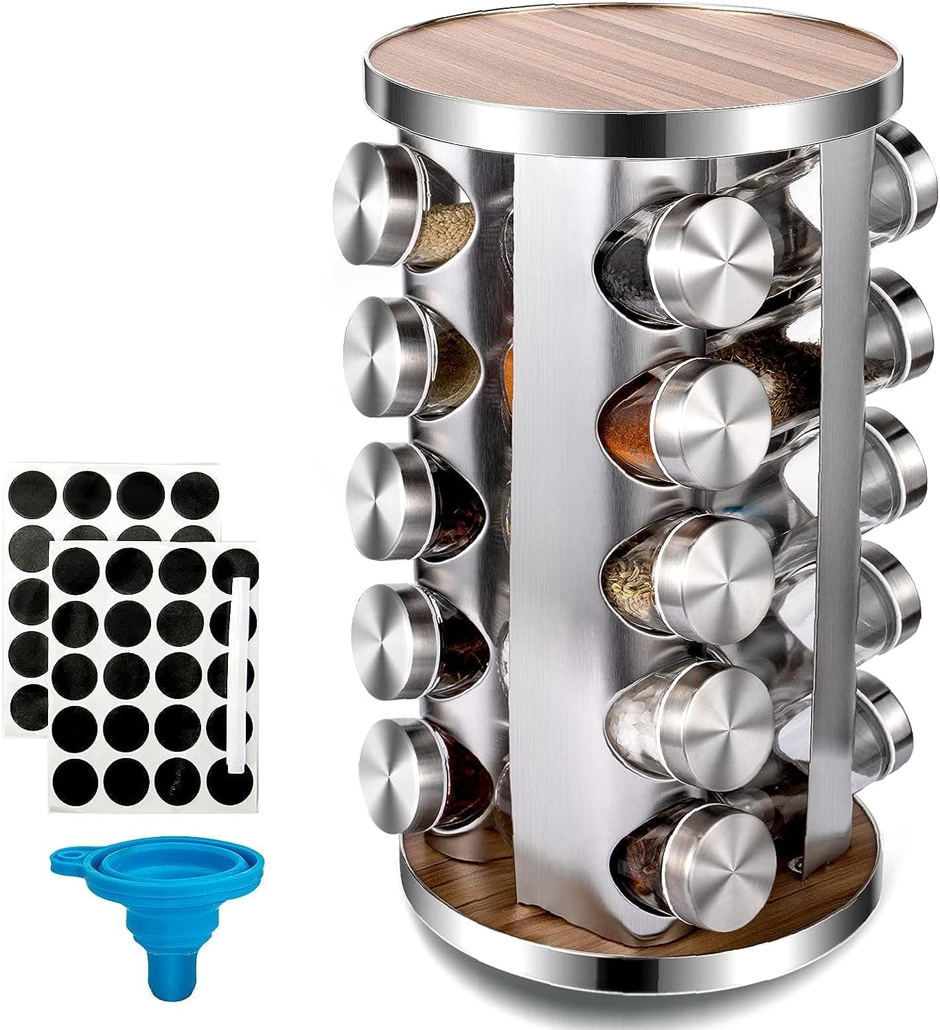  Rotating Spice Rack with Free 20 Seasoning Jars 