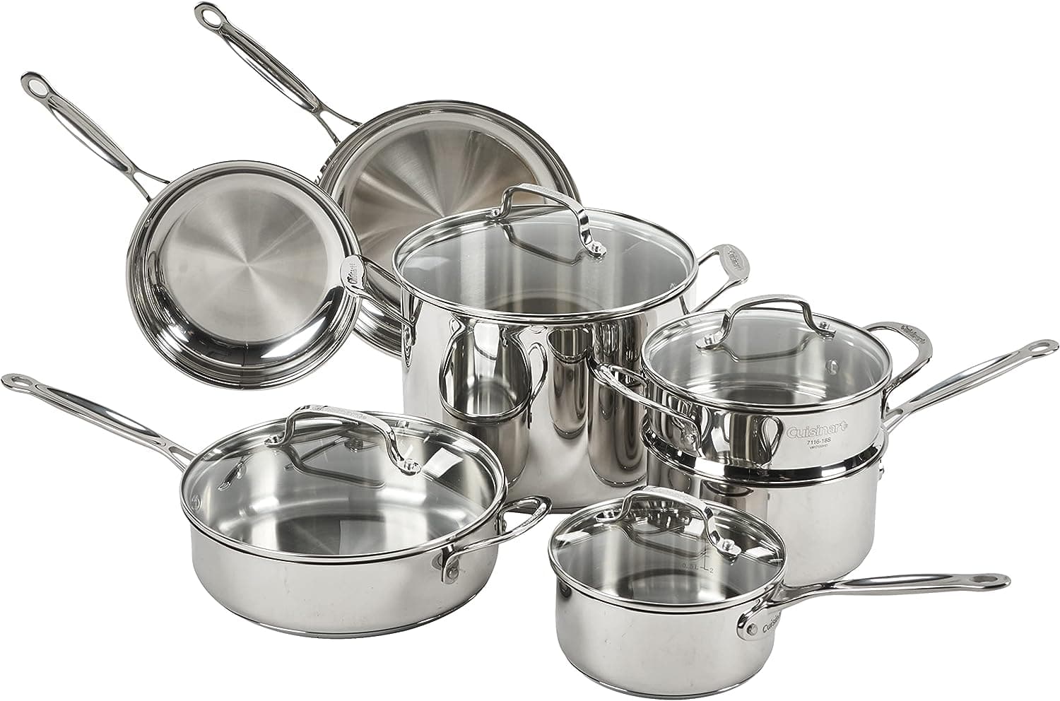  Cuisinart 11-Piece Cookware Set, Chef's Classic Stainless Steel Collection 77-11G 