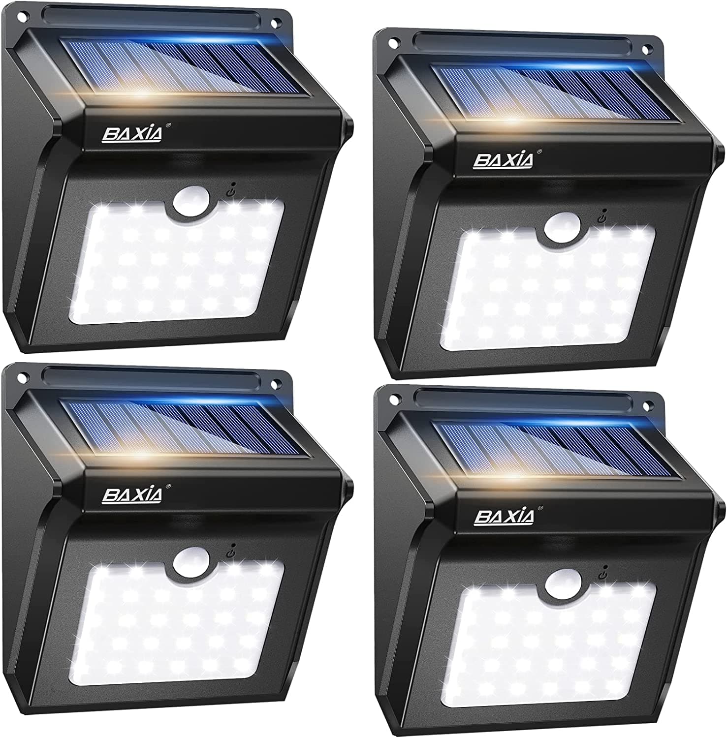  BAXIA TECHNOLOGY Solar Outdoor Lights Wireless Security Motion Sensor Outdoor Lights Solar Lights Outdoor Waterproof for Front Door,Backyard,Steps,Garage,Garden (400LM,4 Packs) 