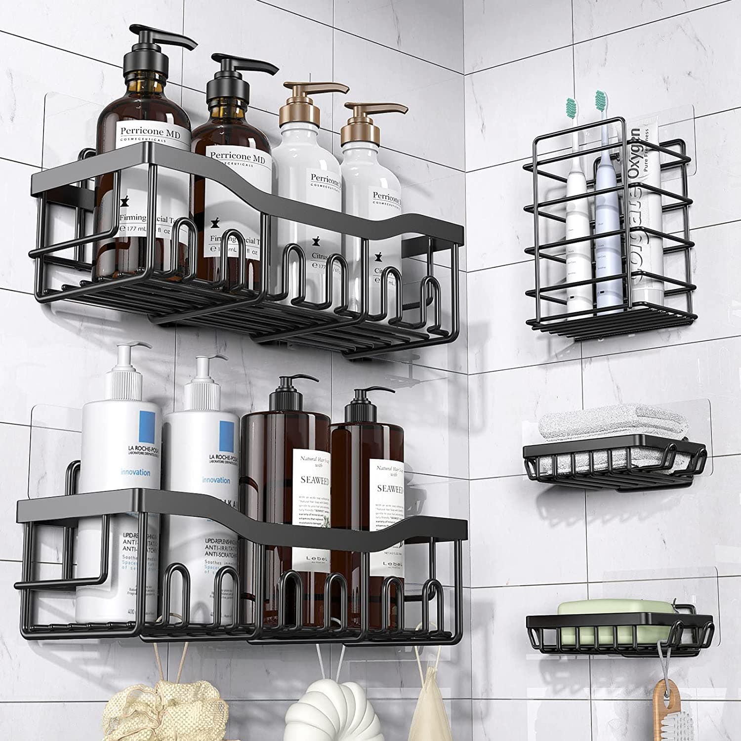  Shower Caddy 5 Pack - Rustproof Stainless-Steel Storage 