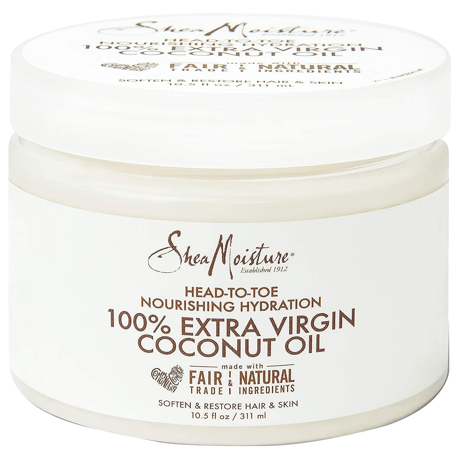  SheaMoisture Körperfeuchtigkeitscreme für trockene Haut 100 % extra natives Kokosnussöl Nährende Hydratation Weicht Haut und Haar auf und stellt sie wieder her 14,5 oz 