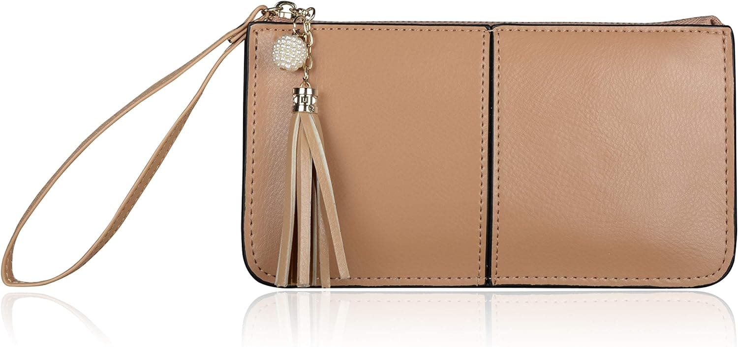  befen Genuine Leather Wristlet Clutch Wallet Purses for Women, Women's Small Multi Pocket Cell Phone Bag with Card Slots 