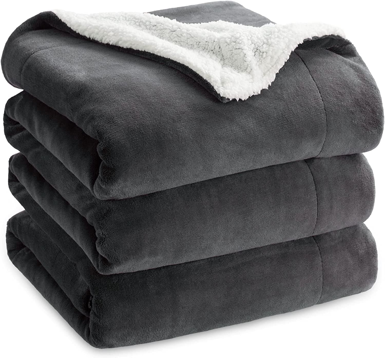  BEDSURE Sherpa-Fleece-Überwurfdecke für Couch – graue, dicke, flauschige, warme, weiche Decken und Überwürfe für Sofas, 127 x 152 cm 