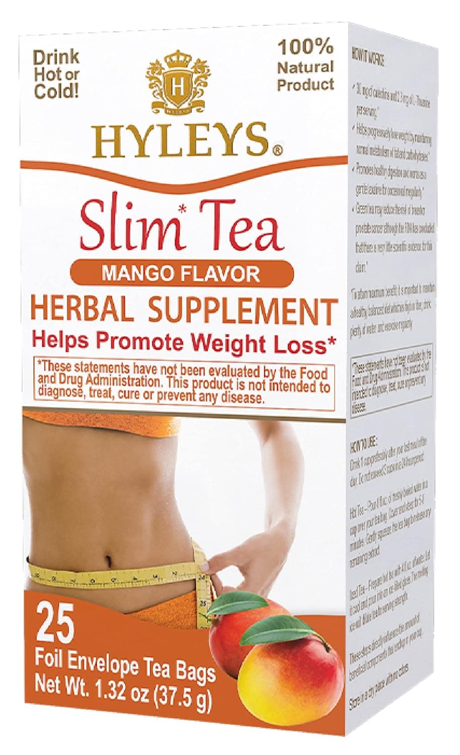  Hyleys Slim Tea 5 Flavor Assortment - Weight Loss Herbal Supplement Cleanse and Detox - 25 Tea Bags (1 Pack) 