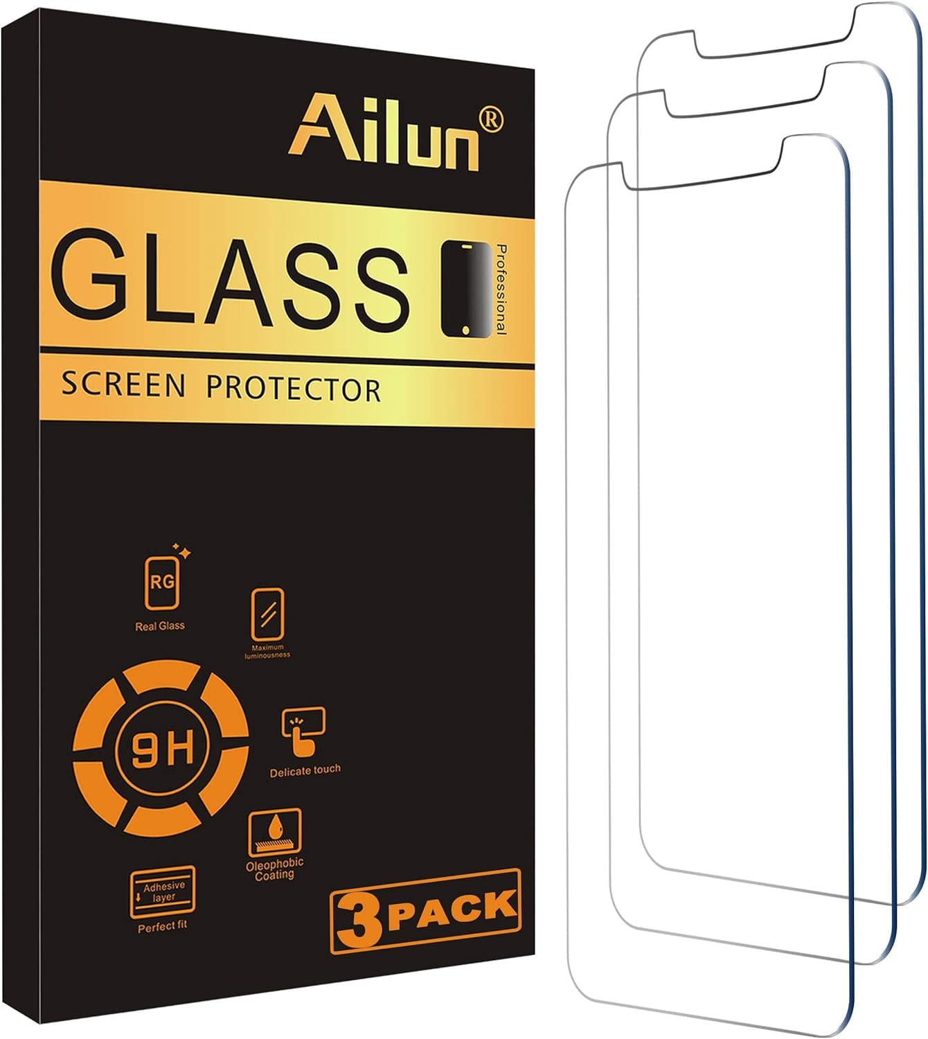  Ailun Glass Screen Protector for iPhone 12 / iPhone 12 Pro 2020 6.1 Inch 3 Pack Case Friendly Tempered Glass 