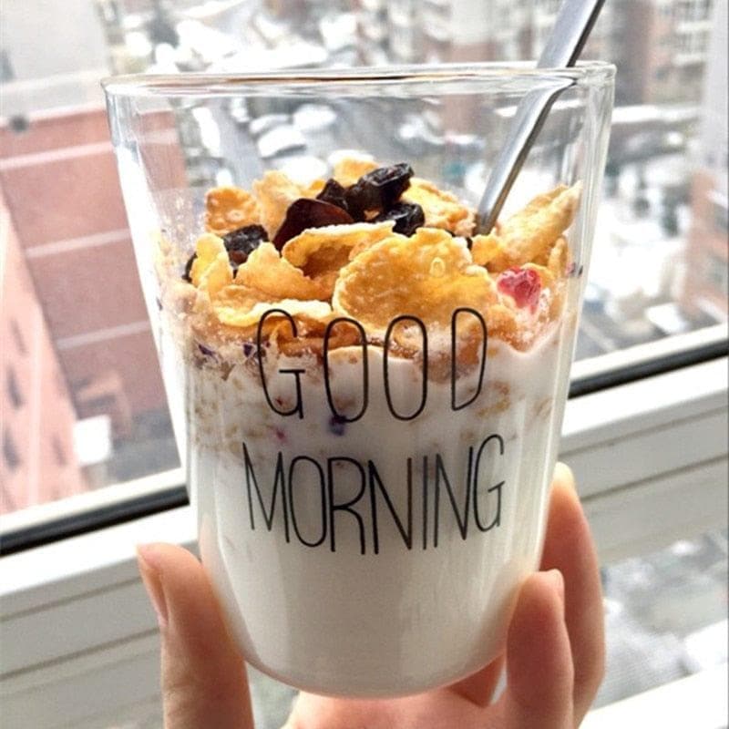  Lovely Glass Breakfast Cup Coffee Tea Milk Yogurt Mug Creative Good Morning Mug Gifts 400ml 