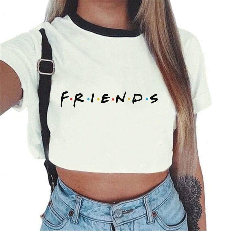  Sommer Tops für Frauen Streetwear Korean Kawaii Harajuku Vogue Best Friends T-Shirt Ästhetische Crop Top Graphic Tees Frauen 