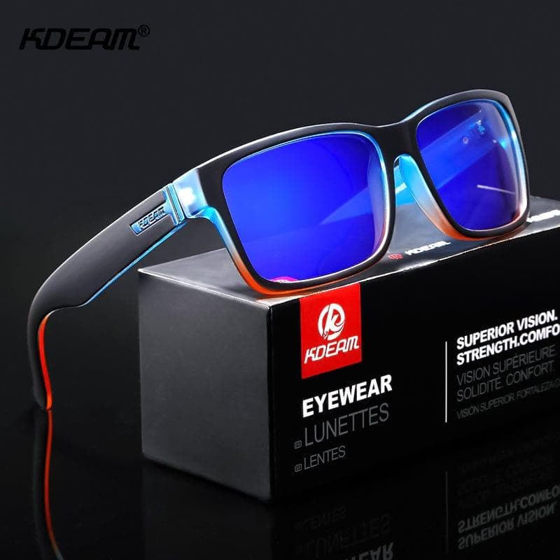  Überarbeitung der Sport-Sonnenbrille für Herren, polarisierte KDEAM-Sonnenbrille, schockierend Farben, Outdoor-Fahren, photochrome Sonnenbrille mit Box 