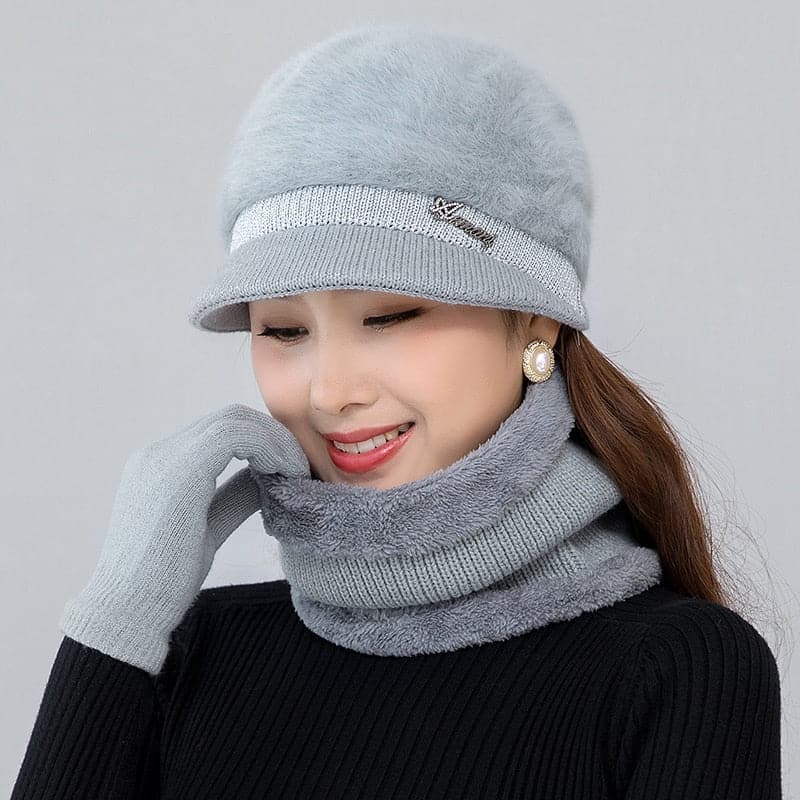  Neue hochwertige Kaninchenfell Wintermütze für Frauen Mützen gestrickte Kaschmirmütze Mädchen feste Mütze Femme Wintermützen 