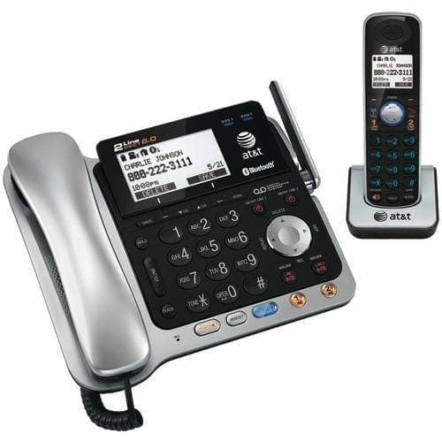  Att Dect 6.0 2-Line Connect-to-Cell Schnurgebundenes und schnurloses Bluetooth-Telefonsystem (schnurgebundenes Basissystem und einzelnes Mobilteil) (Packung mit 1 Stück) 