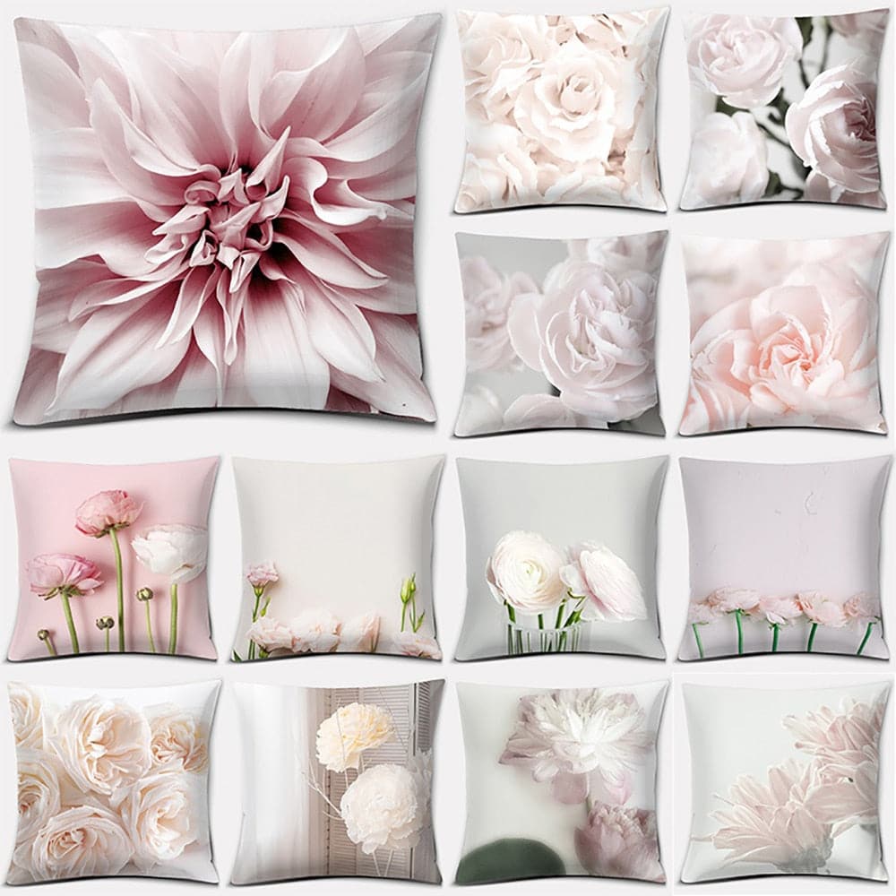  Moderne rosa Blumen Serie Kissen Geschenk Home Office Dekoration Kissen Schlafzimmer Sofa Auto Kissenbezug 