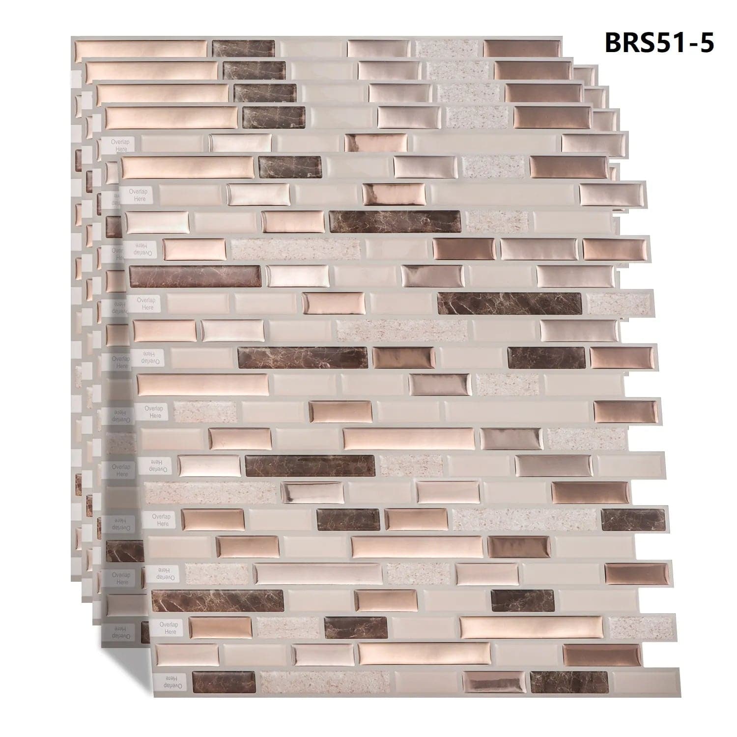  Vividtiles 30.5x30.5cm 3D Peel and Stick Mosaic Wall Tiles Self Adhesive Waterproof Heatproof Vinyl Wallpaper -5 Sheets 