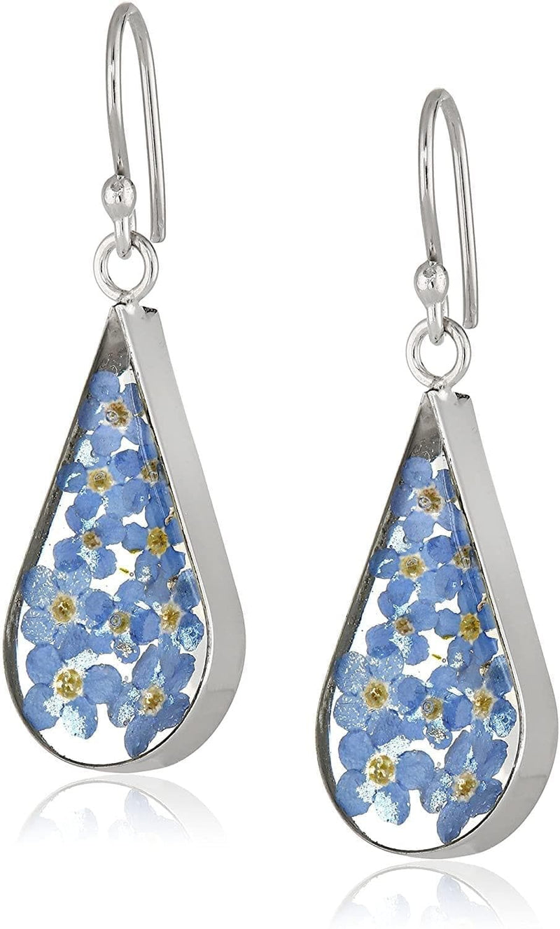 Amazon Collection Sterling Silver Pressed Flower Teardrop Earrings - Handbags Specialist Headquarter