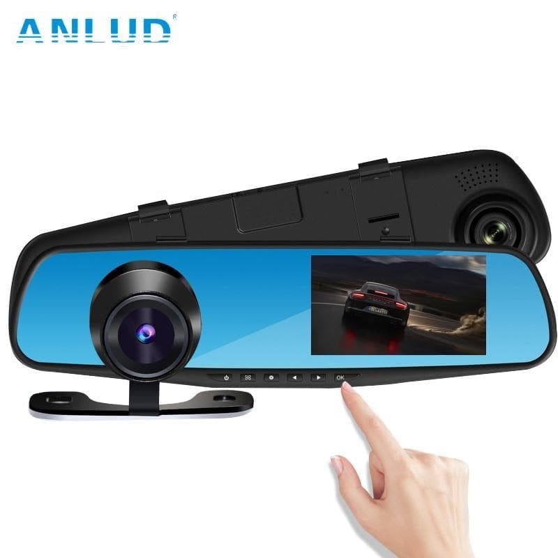  ANLUD Autokamera DVR Dual Lens Dash Cam Rückspiegel Auto Videorecorder GPS Detektor 