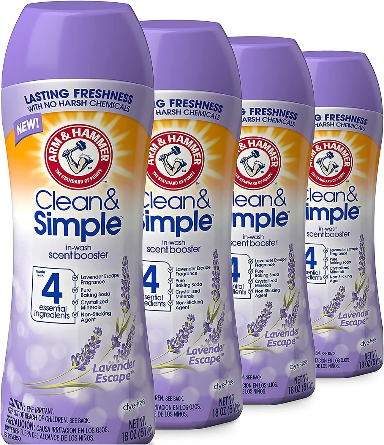  Arm & Hammer Clean & Simple In-Wash Scent Booster Lavender Escape 18oz, 4 Stück 