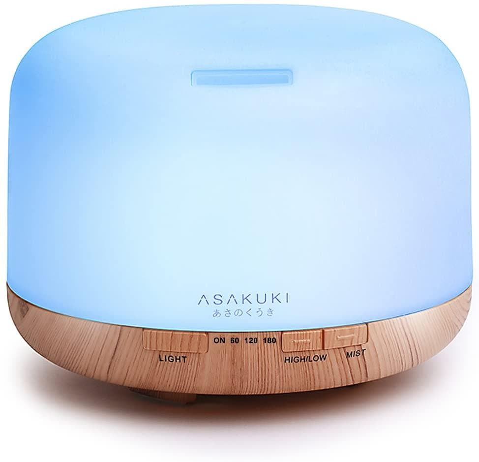  ASAKUKI 500 ml Premium, Diffusor für ätherische Öle mit Fernbedienung, 5-in-1-Ultraschall-Aromatherapie-Duftöl-Luftbefeuchter-Verdampfer, Timer und Sicherheitsschalter mit automatischer Abschaltung 