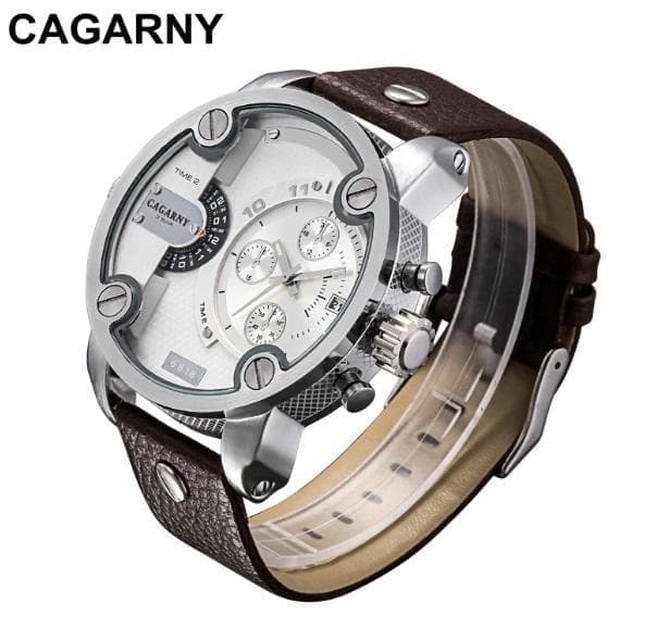  Cagarny Uhren Herren Luxusarmband Quarz Dual Time Zone Sportarmbanduhr 