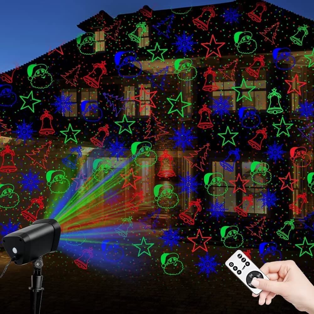  Weihnachtsprojektorlichter, wasserdichte LED-Weihnachtslaserlichter, Landschaftsscheinwerfer, rote und grüne Sternshow mit Fernbedienung, dekorativ für Schlafzimmer, Garten, Terrasse, Wand, Feiertagsparty 