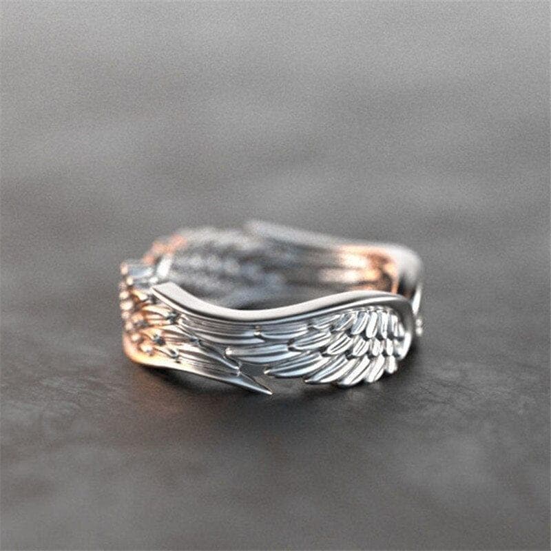  Kreative Engelsflügel Ring Vintage Mode Silber Farbe Feder Ringe Für Männer Frauen Punk Schmuck Weibliche Verlobung Versprechen Bands 