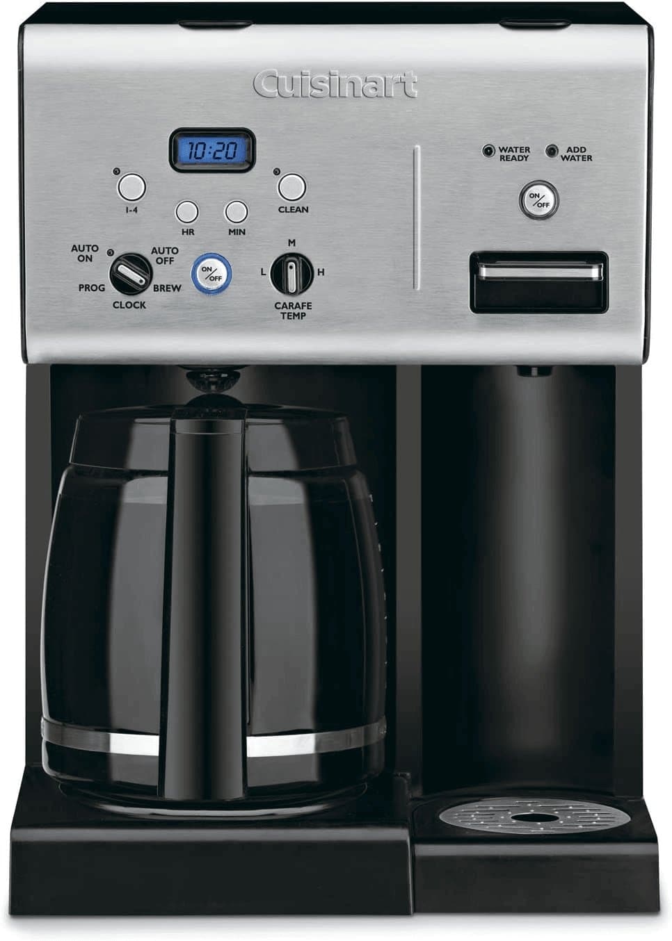  Cuisinart Coffee plus Programmierbare Kaffeemaschine für 12 Tassen und Heißwassersystem, Schwarz/Edelstahl 