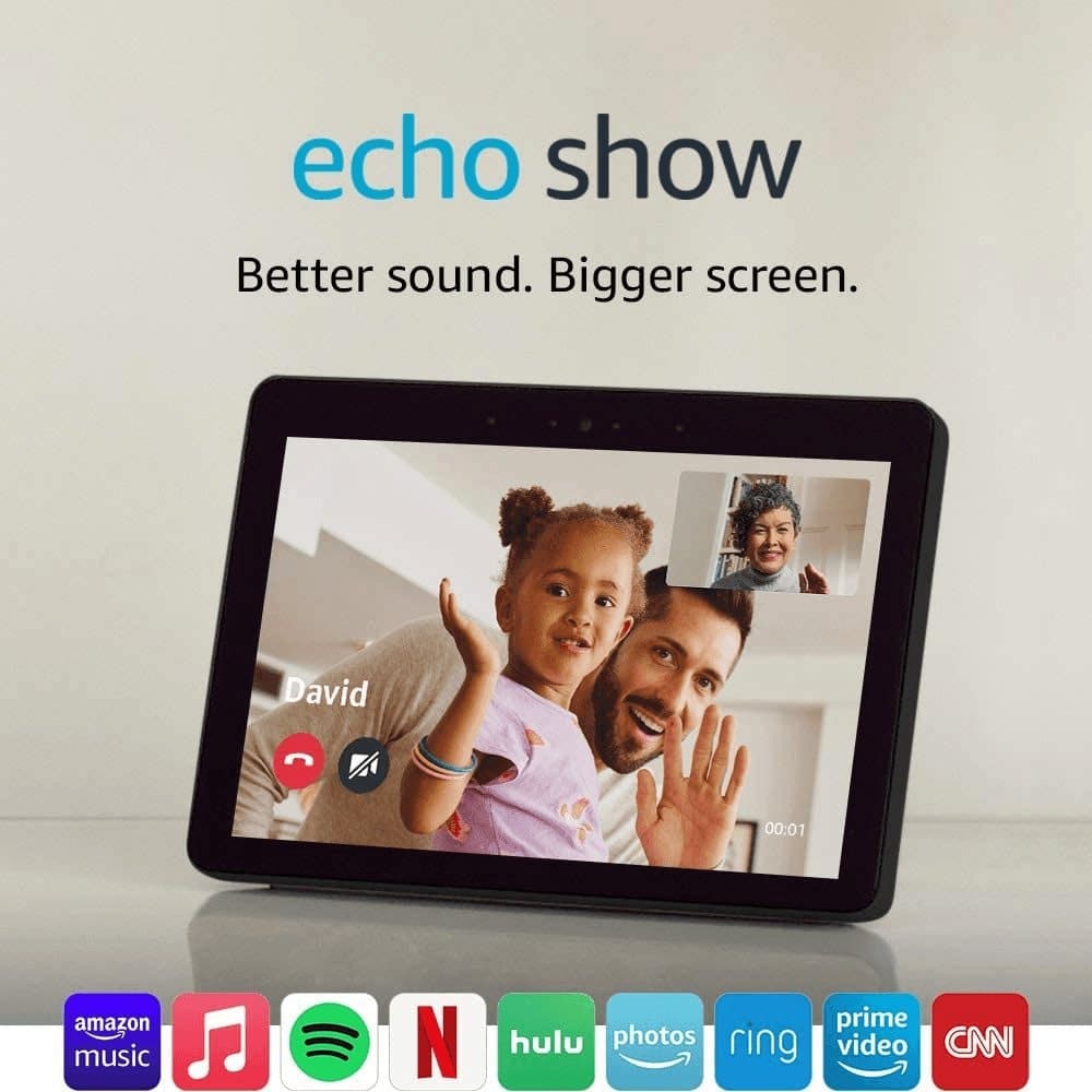  Echo Show (2. Generation) | Hochwertiges 10,1-Zoll-HD-Smart-Display mit Alexa – Bleiben Sie mit Videoanrufen in Verbindung – Anthrazit 