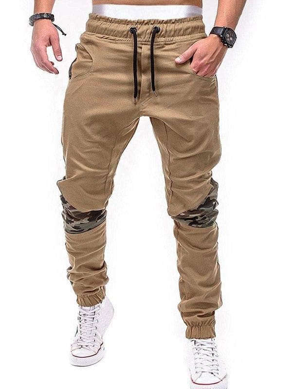  Elastische Taillen-Camouflage-Patchwork-Jogginghose 